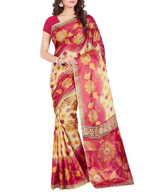 beige silk printed saree - 13126681 - Very Small Image - 1