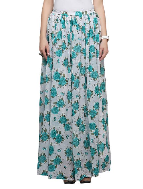 white georgette long skirts - 13127296 - Very Small Image - 1