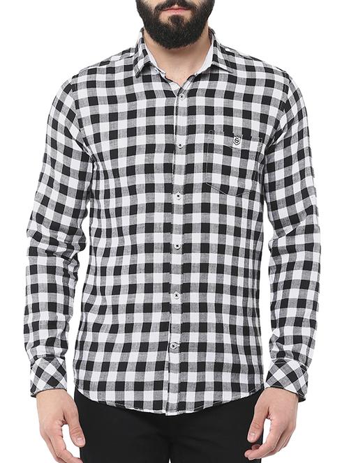 black cotton checked casual shirt - 13128023 - Very Small Image - 1