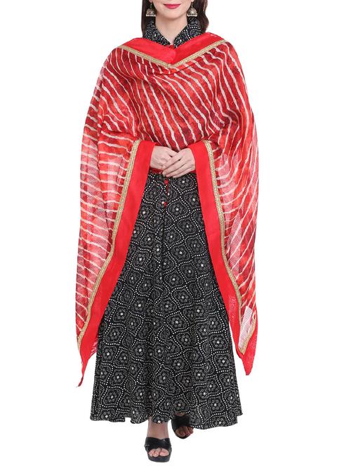red leheriya dupatta - 13130001 - Very Small Image - 1