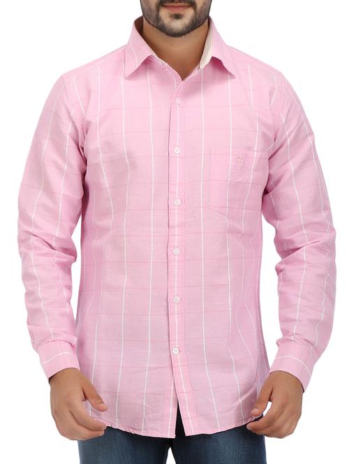 pink linen checked casual shirt - 13131071 - Very Small Image - 1
