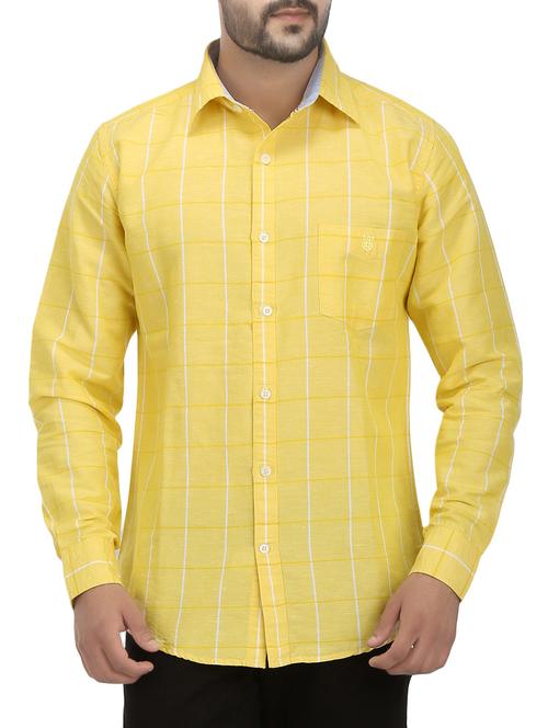 yellow linen checked casual shirt - 13131073 - Very Small Image - 1
