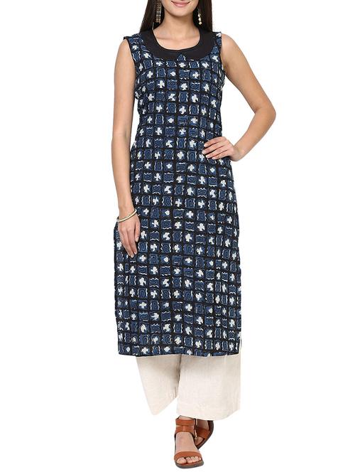 Blue Cotton Kurta - 13131639 - Very Small Image - 1