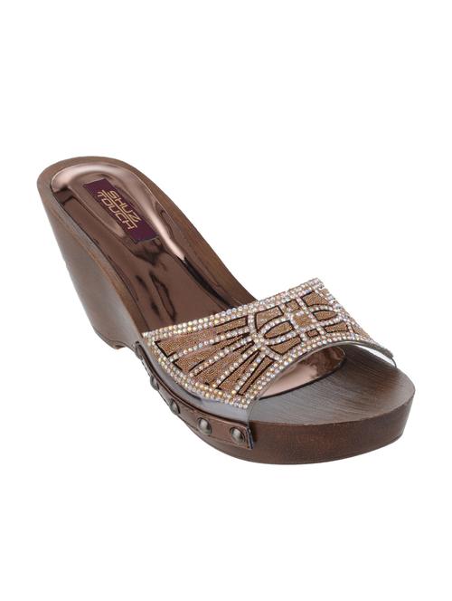 brown sheet slip on sandals - 13132269 - Very Small Image - 1