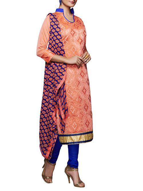 orange chanderi suit set - 1313421 - Very Small Image - 1
