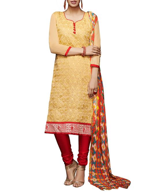 cream chanderi suit set - 1313422 - Very Small Image - 1