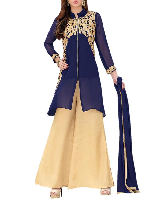 Blue georgette suit set - 1313430 - Very Small Image - 1