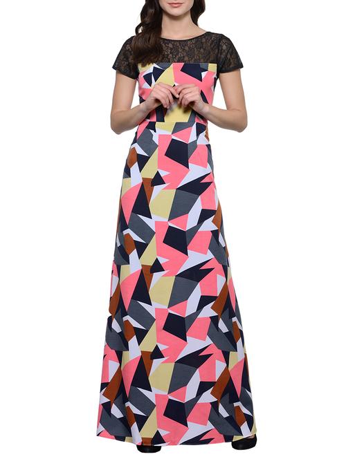 Geometric print maxi dress - 13134941 - Very Small Image - 1