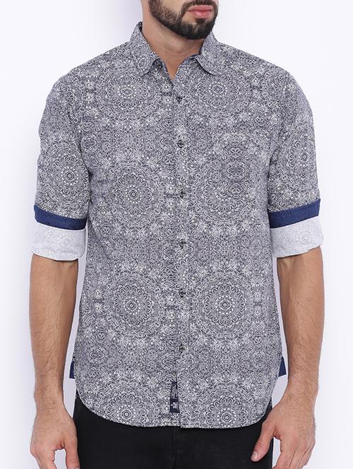 blue printed casual shirt - 13135802 - Very Small Image - 1
