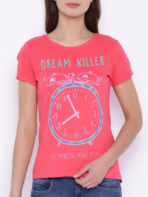 pink printed cotton tee - 13138403 - Very Small Image - 1