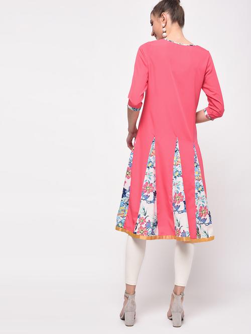 pink crepe anarkali kurta - 13141237 - Very Small Image - 1