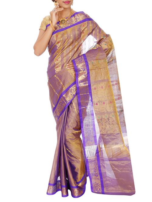 purple kanjivaram silk saree with blouse - 13141504 - Very Small Image - 1