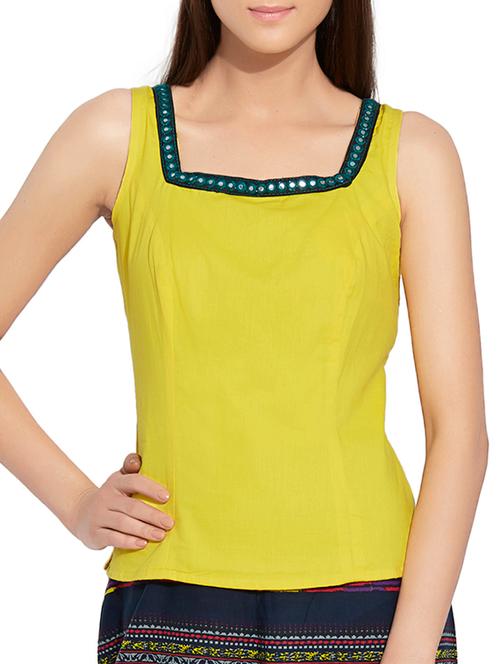 yellow cotton regular top - 13142015 - Very Small Image - 1