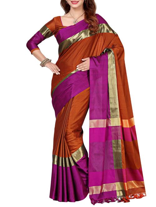 orange silk blend  uppada saree with blouse - 13142953 - Very Small Image - 1