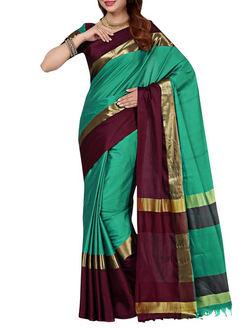 green silk blend  uppada saree with blouse - 13142955 - Very Small Image - 1