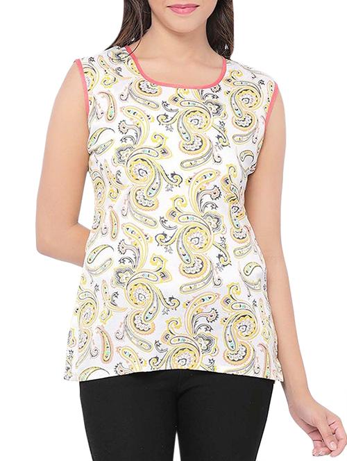white paisley printed cotton top - 13143387 - Very Small Image - 1