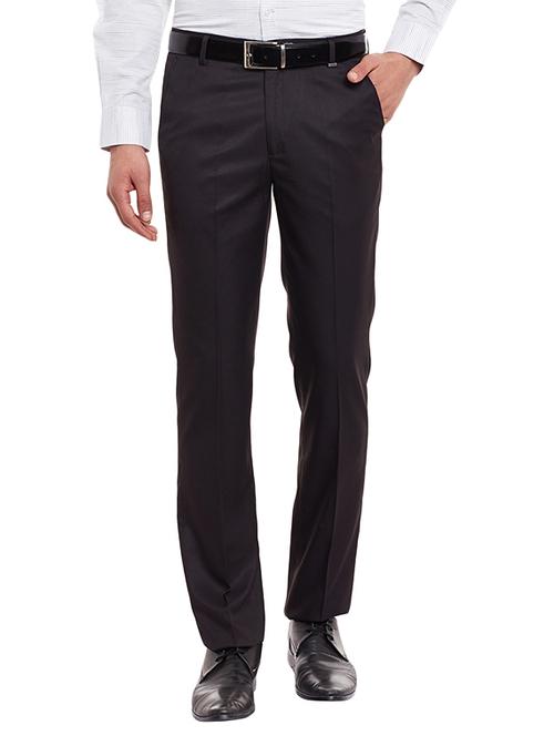 black polyester flat front trousers formal - 13144182 - Very Small Image - 1