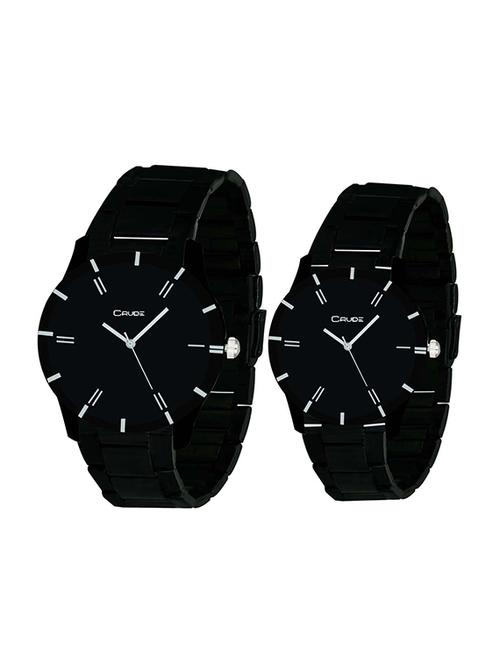 crude combo of 2 watch-rg585 with black dial & stainless steel strap for- couple - 13144974 - Very Small Image - 1