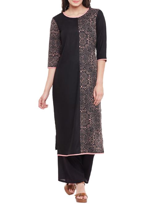 black rayon straight kurta - 13146836 - Very Small Image - 1
