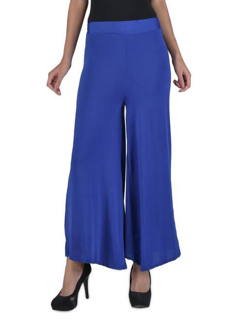 solid royal blue poly viscose palazzos - 1314862 - Very Small Image - 1