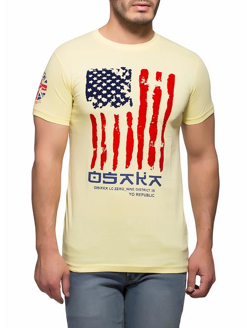 yellow chest print t-shirt - 13150434 - Very Small Image - 1