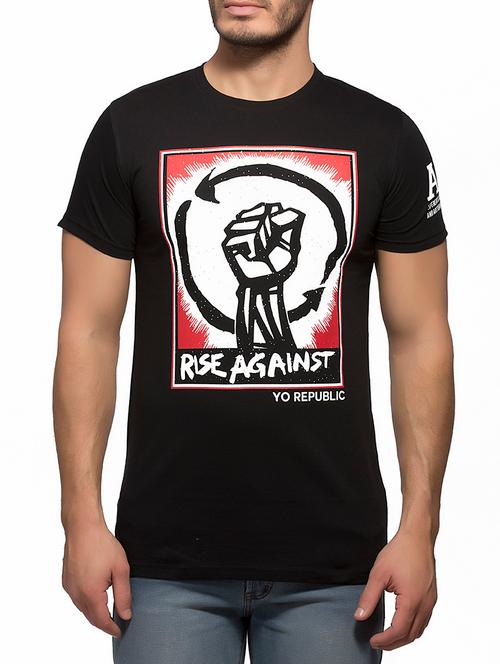 black chest print t-shirt - 13150445 - Very Small Image - 1