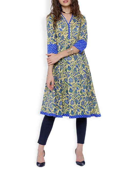 multi colored cotton printed anarkaliu - 13151767 - Very Small Image - 1