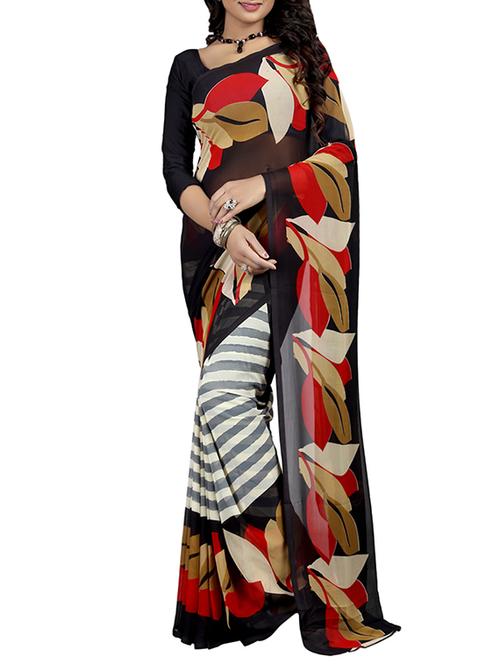multi colored georgette printed saree with blouse - 13151798 - Very Small Image - 1