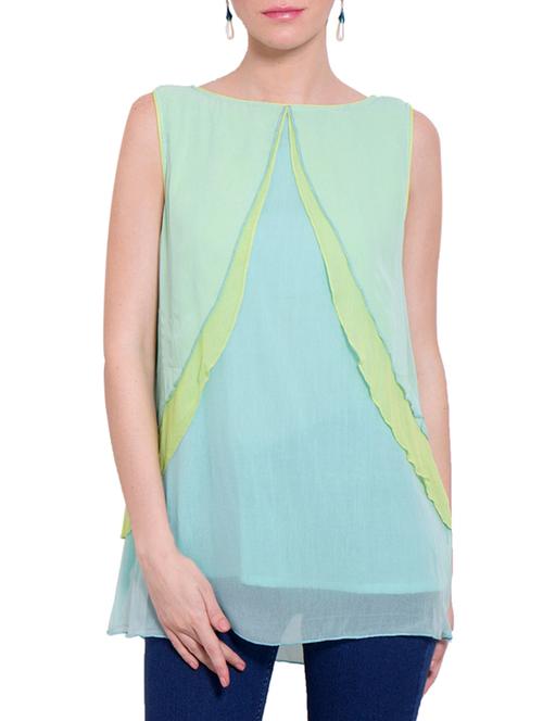 blue rayon layered top - 13154471 - Very Small Image - 1