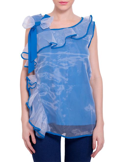 blue cotton ruffle top - 13154477 - Very Small Image - 1