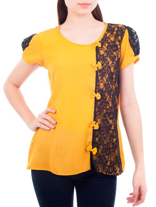 yellow crepe regular top - 13154514 - Very Small Image - 1