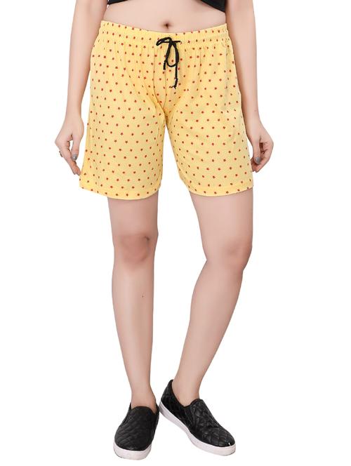 yellow printed cotton shorts - 13154664 - Very Small Image - 1