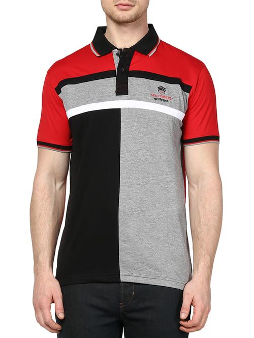 multi colored cotton color block t-shirt - 13154960 - Very Small Image - 1
