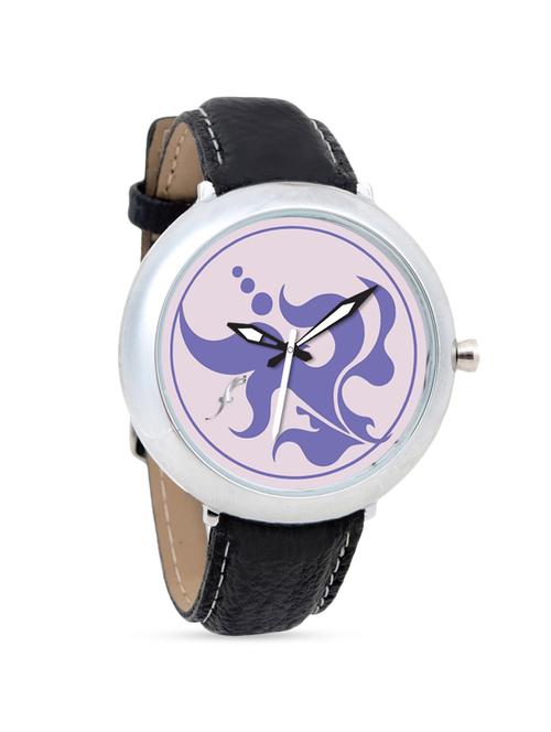 black leather wrist watch with printed dial - 1315634 - Very Small Image - 1
