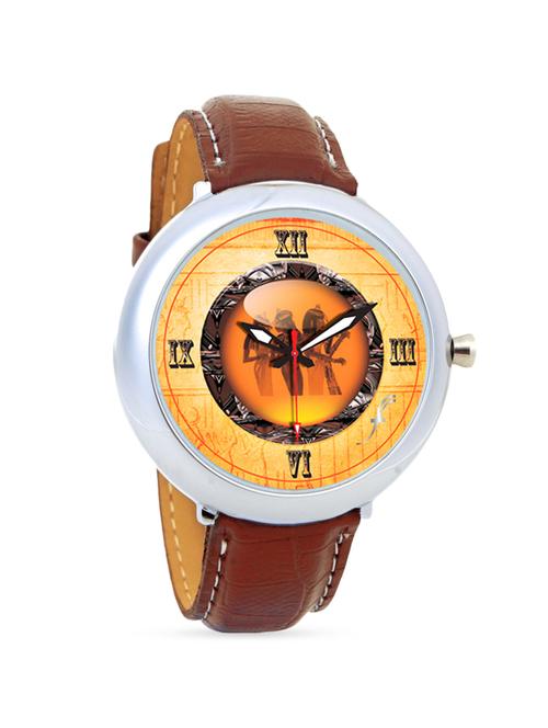 brown leather wrist watch with printed dial - 1315666 - Very Small Image - 1