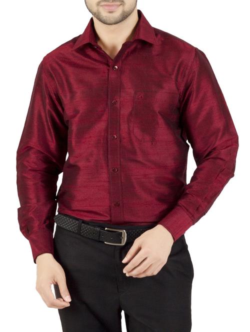 red solid casual shirt - 13158661 - Very Small Image - 1