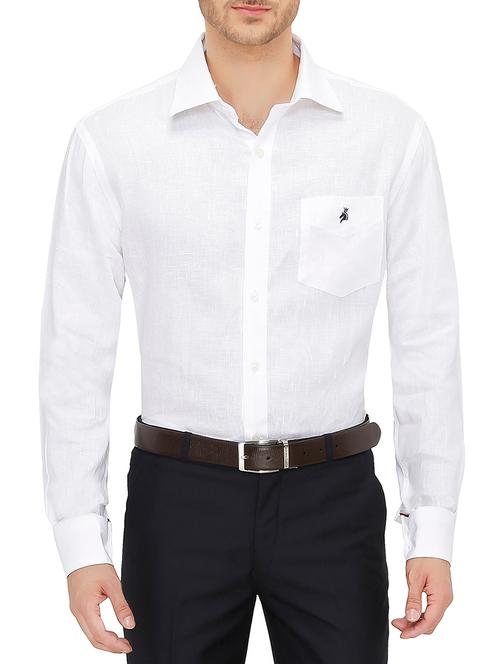 white linen formal shirt - 13158774 - Very Small Image - 1