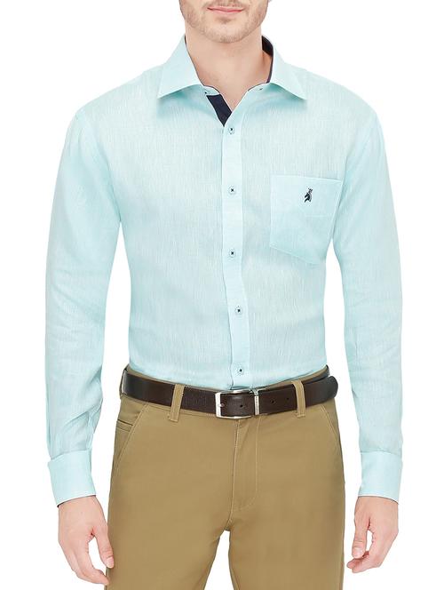 blue linen formal shirt - 13158778 - Very Small Image - 1