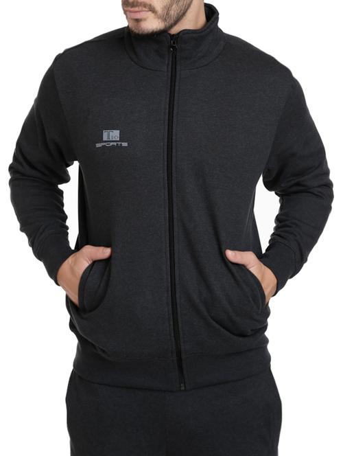 grey solid casual jacket - 13159002 - Very Small Image - 1