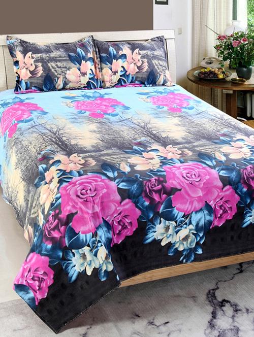 valtellina cotton 3d 1 double bedsheet with 2 pillow covers trt-037 - 13159673 - Very Small Image - 1