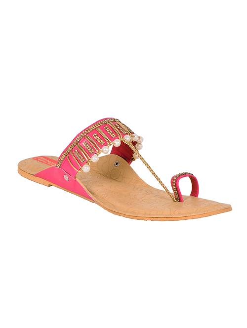 pink one toe kolhapuri - 13159937 - Very Small Image - 1