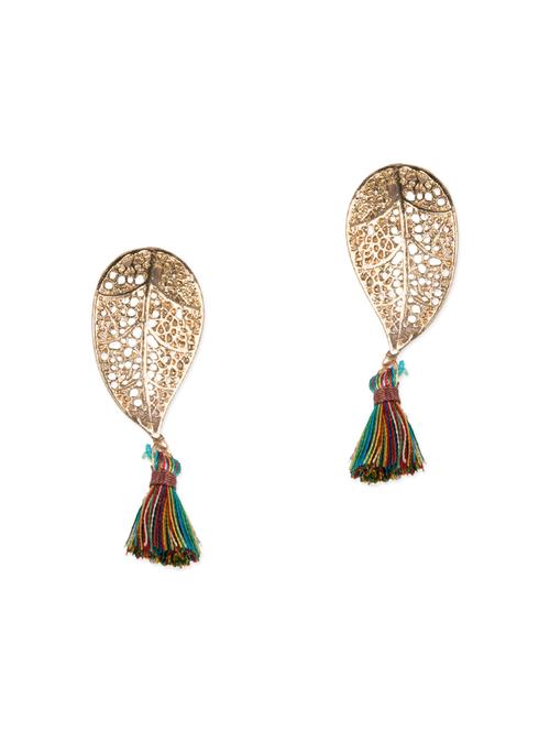 Gold tassel trim drop earrings - 13159972 - Very Small Image - 1