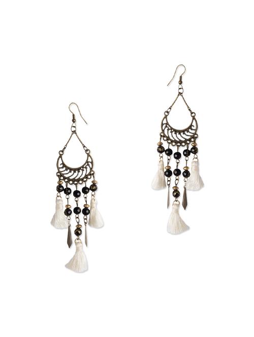 Multicolored tasseled embellished drop earrings - 13160347 - Very Small Image - 1