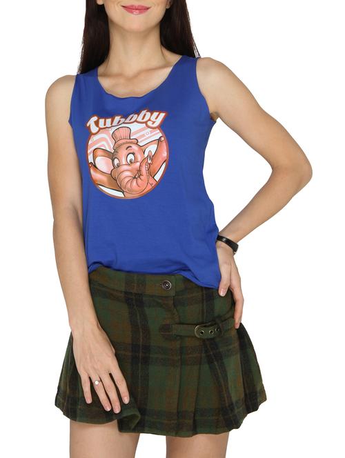 blue printed cotton tank top - 13160482 - Very Small Image - 1