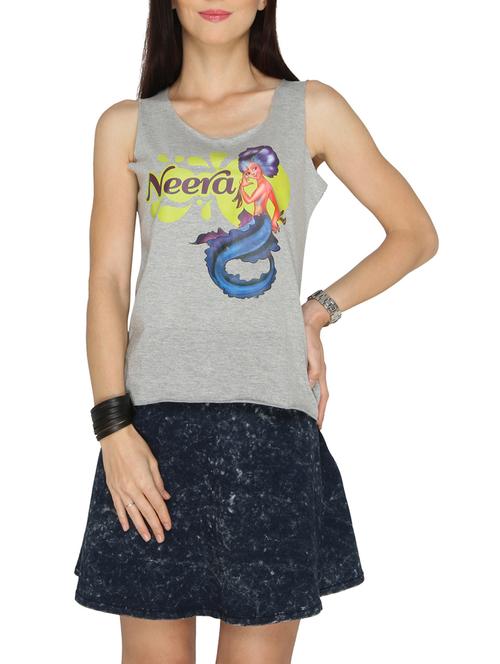 grey printed cotton tank top - 13160484 - Very Small Image - 1