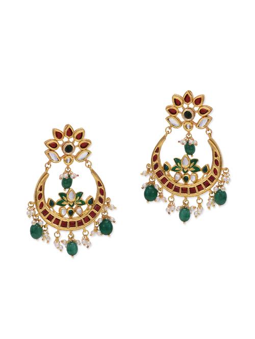 golden metal chandbali earrings - 13161268 - Very Small Image - 1