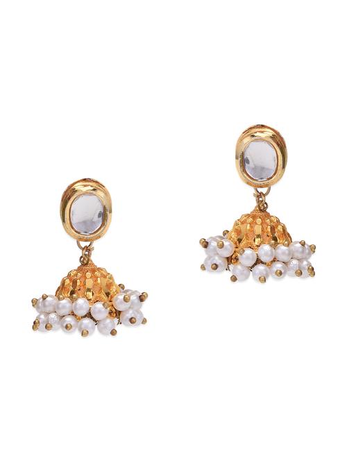 kundan and kashmiri jhumka earrings - 13161291 - Very Small Image - 1