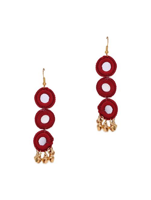 red mirror ghungroo drop earrings - 13161329 - Very Small Image - 1