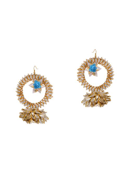 blue flower gota drop earrings - 13161335 - Very Small Image - 1