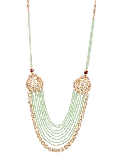 Mint Green and Kundan Multistrand Necklace - 13161366 - Very Small Image - 1
